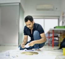 Imran Qureshi in his studio. Photo: Hassam Rana. © Hassam Rana