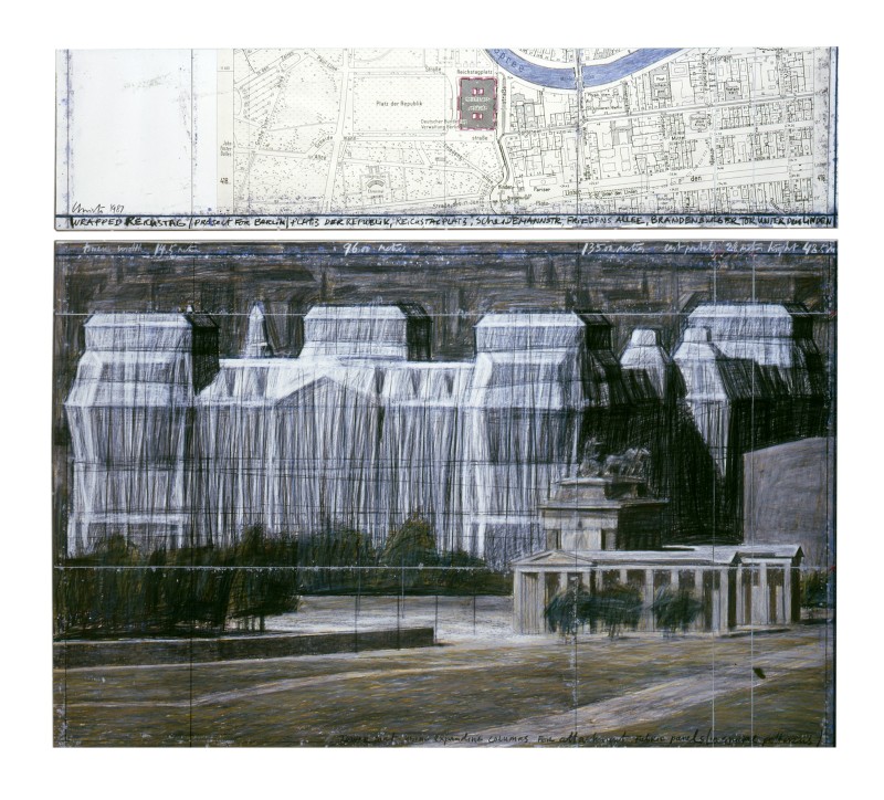 Christo, Wrapped Reichstag (Project for Berlin), 1987. ï¿½ Christo. Photo: Eeva-Inkeri