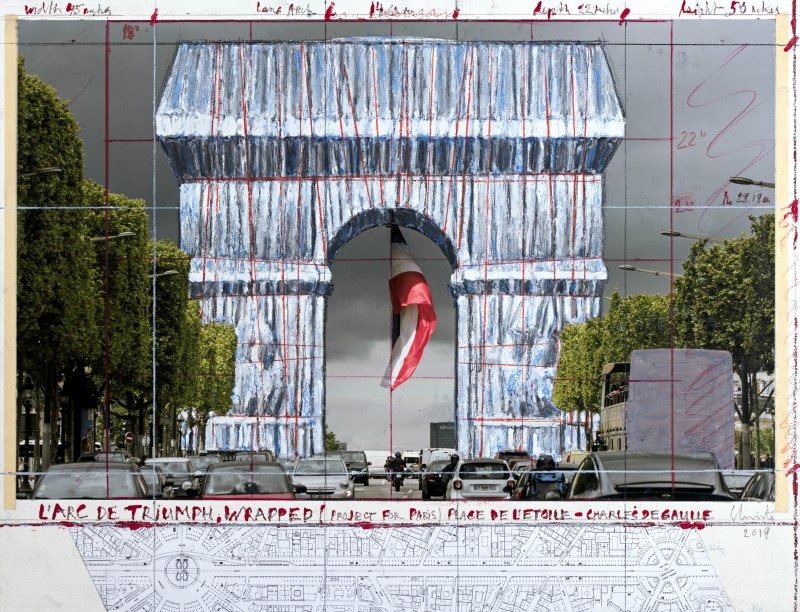 Christo, Arc de Triomphe, Wrapped (Project for Paris), Place de l'Etoile ï¿½ Charles de Gaulle, 2019. ï¿½ Christo